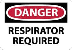 NMC - "Danger - Respirator Required", 7" Long x 10" Wide, Rigid Plastic Safety Sign - Rectangle, 0.05" Thick, Use for Accident Prevention - Exact Tooling
