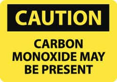 NMC - "Caution - Carbon Monoxide May Be Present", 10" Long x 14" Wide, Pressure-Sensitive Vinyl Safety Sign - Rectangle, 0.004" Thick, Use for Hazardous Materials - Exact Tooling
