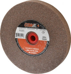Camel Grinding Wheels - 46 Grit Aluminum Oxide Bench & Pedestal Grinding Wheel - 6" Diam x 1" Hole x 3/4" Thick, 4456 Max RPM, M Hardness, Coarse Grade , Vitrified Bond - Exact Tooling
