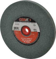 Camel Grinding Wheels - 80 Grit Silicon Carbide Bench & Pedestal Grinding Wheel - 6" Diam x 1" Hole x 1/2" Thick, 4456 Max RPM, I Hardness, Medium Grade , Vitrified Bond - Exact Tooling