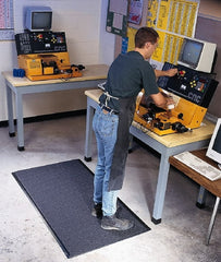 Wearwell - 60' Long x 3' Wide, Dry Environment, Anti-Fatigue Matting - Black, Vinyl with Vinyl Sponge Base, Rounded on 4 Sides - Exact Tooling