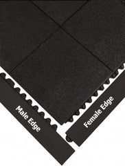 Wearwell - 39" Long x 3" Wide x 5/8" Thick, Anti-Fatigue Modular Matting Ramp Edge - Male, Black, For Dry & Wet Areas, Series 572 - Exact Tooling