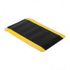 Wearwell - 3' Long x 2' Wide, Dry Environment, Anti-Fatigue Matting - Black with Yellow Borders, Vinyl with Nitrile Blend Base, Beveled on 4 Sides - Exact Tooling