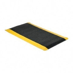 Wearwell - 5' Long x 3' Wide, Dry Environment, Anti-Fatigue Matting - Black with Yellow Borders, Vinyl with Nitrile Blend Base, Beveled on 4 Sides - Exact Tooling