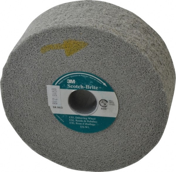 3M - 6" Diam, 2" Face Width, 1" Center Hole, Medium Grade, Aluminum Oxide Deburring Wheel - Convolute, Hard Density 8 Grade, 6,000 RPM - Exact Tooling