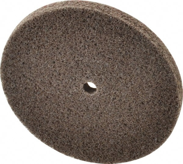 3M - 3" Diam, 1/4" Center Hole, Medium Grade, Aluminum Oxide Deburring Wheel - Unitized, Density 6 Hard, 18,100 RPM - Exact Tooling
