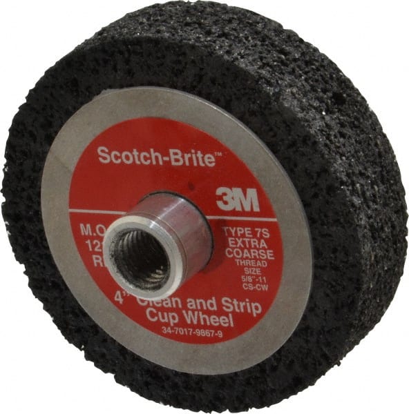 3M - 4" Diam, 1" Face Width, Very Coarse Grade, Silicon Carbide Deburring Wheel - Unitized, Hard Density 7 Grade, 12,000 RPM - Exact Tooling