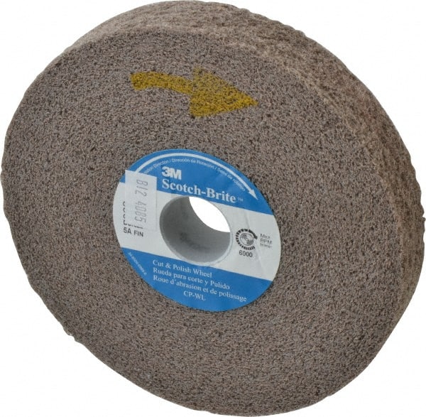 3M - 6" Diam, 1" Face Width, 1" Center Hole, Fine Grade, Aluminum Oxide Deburring Wheel - Convolute, Medium Density 5 Grade, 6,000 RPM - Exact Tooling