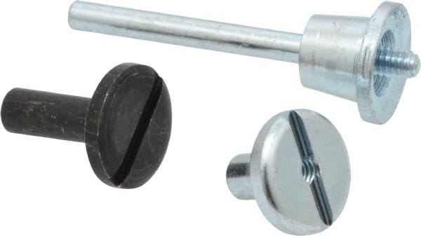 3M - 1/8" Shank Diam Unitized Deburring Wheel Mandrel - Compatible with 1" - 2" Diam x 1/8" Wide x 3/16" Hole Deburring Wheels - Exact Tooling