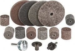 3M - 14 Piece Deburring Kit - 1 & 3" Diam Unitized Wheels in Fine, Medium & Coarse Grades, 1/4" Inch Shank Diam, Aluminum Oxide, Silicon Carbide, Mandrel Connection, Shank Included - Exact Tooling