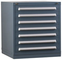 Vidmar - 7 Drawer, Preconfigured Modular Storage Cabinet - Steel, 30" Wide x 27-3/4" Deep x 33" High, Light Blue - Exact Tooling