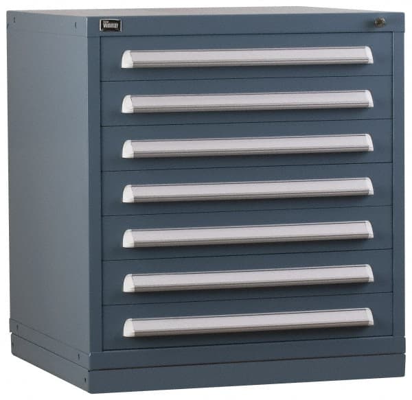 Vidmar - 5 Drawer, Preconfigured Modular Storage Cabinet - Steel, 30" Wide x 27-3/4" Deep x 33" High, Light Blue - Exact Tooling