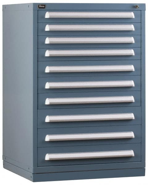 Vidmar - 9 Drawer, Preconfigured Modular Storage Cabinet - Steel, 30" Wide x 27-3/4" Deep x 44" High, Light Blue - Exact Tooling
