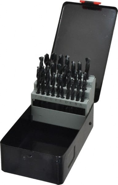 Interstate - 118° Point, Oxide Finish, High Speed Steel Jobber Length Drill Bit Set - Exact Tooling