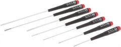 Wiha - 7 Piece Phillips & Slotted Screwdriver Set - Round Shank, Ergonomic Handle, Blade Sizes: Length 50, 100 & 150, Bit Sizes: Philips #0 - Exact Tooling