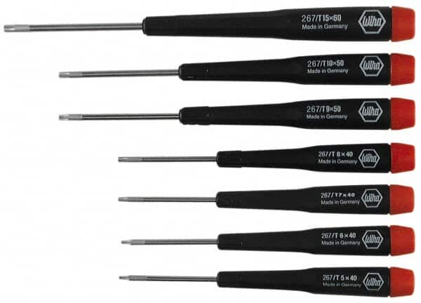 Wiha - 7 Piece T5 to T15 Micro Handle Torx Driver Set - T5, T6, T7, T8, T9, T10, T15 - Exact Tooling