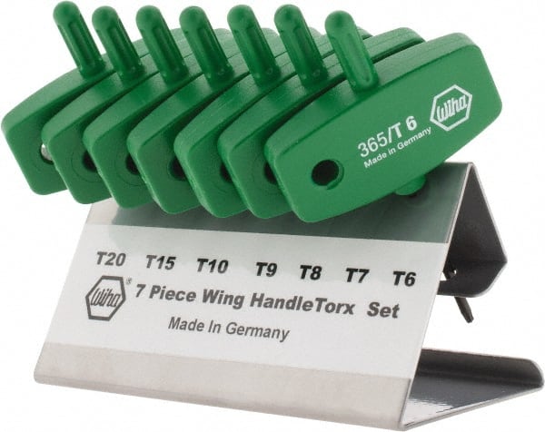 Wiha - 7 Piece T6 to T20 Wing Handle Torx Key Set - T6, T7, T8, T9, T10, T15, T20 Torx Size - Exact Tooling
