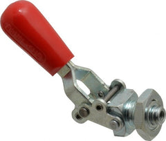 De-Sta-Co - 200 Lb Load Capacity, Mounting Plate Base, Carbon Steel, Standard Straight Line Action Clamp - 0.39" Plunger Diam, Straight Handle - Exact Tooling