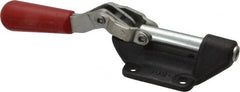 De-Sta-Co - 600 Lb Load Capacity, Flanged Base, Carbon Steel, Standard Straight Line Action Clamp - 4 Mounting Holes, 0.27" Mounting Hole Diam, 0.47" Plunger Diam, Straight Handle - Exact Tooling