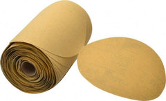 3M - 6" Diam, 120 Grit FEPA, Aluminum Oxide Adhesive PSA Disc - Fine Grade, Gold, A Weighted Backing, Flexible, Use with Random Orbital Sanders - Exact Tooling