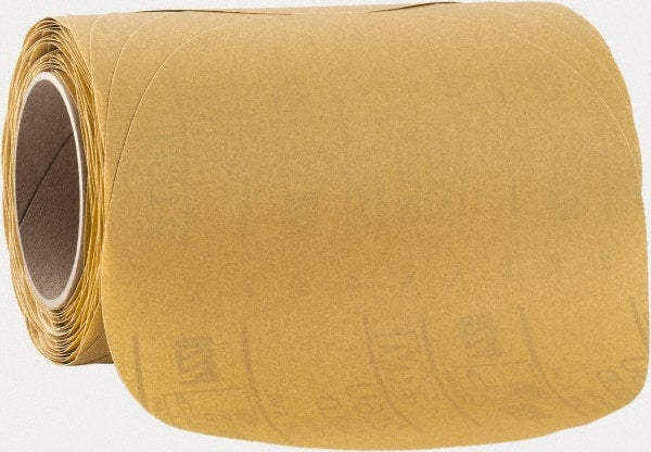 3M - 8" Diam, 220 Grit FEPA, Aluminum Oxide Adhesive PSA Disc - Very Fine Grade, Gold, A Weighted Backing, Flexible, Use with Random Orbital Sanders - Exact Tooling