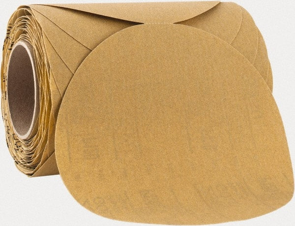 3M - 8" Diam, 120 Grit FEPA, Aluminum Oxide Adhesive PSA Disc - Fine Grade, Gold, A Weighted Backing, Flexible, Use with Random Orbital Sanders - Exact Tooling