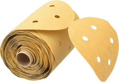 3M - 5" Diam, 100 Grit FEPA, Aluminum Oxide Adhesive PSA Disc - Fine Grade, Gold, A Weighted Backing, Flexible, Use with Random Orbital Sanders - Exact Tooling