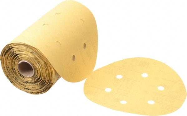 3M - 6" Diam, 400 Grit FEPA, Aluminum Oxide Adhesive PSA Disc - Super Fine Grade, Gold, A Weighted Backing, Flexible, Use with Random Orbital Sanders - Exact Tooling