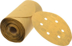 3M - 6" Diam, 320 Grit FEPA, Aluminum Oxide Adhesive PSA Disc - Extra Fine Grade, Gold, A Weighted Backing, Flexible, Use with Random Orbital Sanders - Exact Tooling