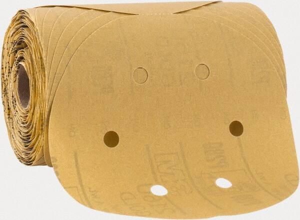 3M - 6" Diam, 280 Grit FEPA, Aluminum Oxide Adhesive PSA Disc - Extra Fine Grade, Gold, A Weighted Backing, Flexible, Use with Random Orbital Sanders - Exact Tooling