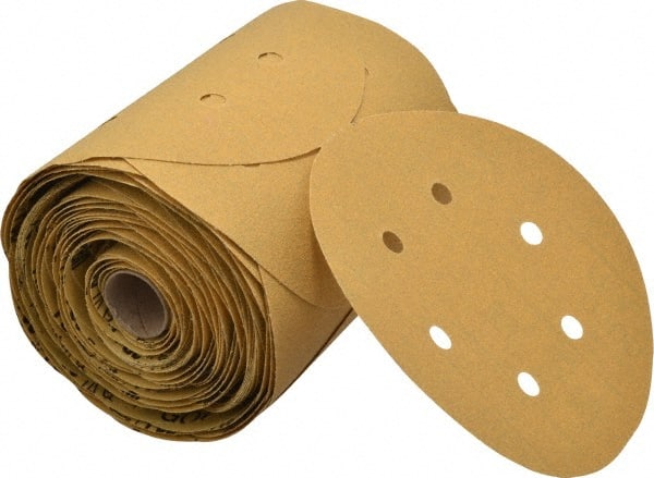 3M - 6" Diam, 80 Grit FEPA, Aluminum Oxide Adhesive PSA Disc - Medium Grade, Gold, A Weighted Backing, Flexible, Use with Random Orbital Sanders - Exact Tooling