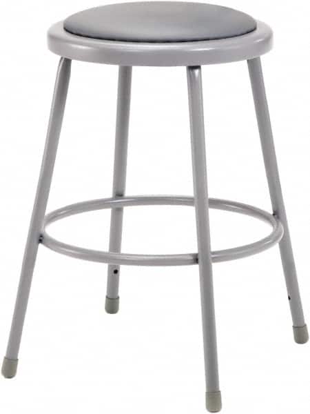 NPS - 24 Inch High, Stationary Fixed Height Stool - 15 Inch Deep x 15 Inch Wide, Vinyl Seat, Grey - Exact Tooling