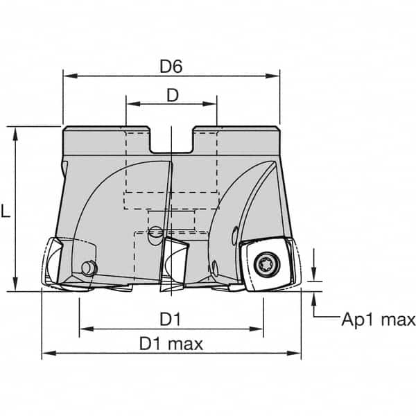 Kennametal - 2-1/2" Cut Diam, 1" Arbor Hole Diam, Indexable Square-Shoulder Face Mill - Exact Tooling