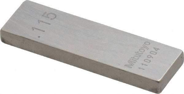 Mitutoyo - 0.115" Rectangular Steel Gage Block - Accuracy Grade 0, Includes Certificate of Inspection - Exact Tooling