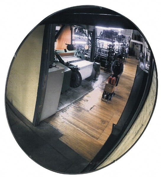 PRO-SAFE - Indoor Round Convex Safety, Traffic & Inspection Mirrors - Shatter-Resistant Glass Lens, Laminated Hardboard Backing, 28" Diam, 28' Max Covered Distance - Exact Tooling