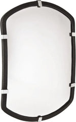 PRO-SAFE - Indoor Rectangular Convex Safety, Traffic & Inspection Mirrors - Acrylic Lens, Laminated Hardboard Backing, 20" High, 34' Max Covered Distance - Exact Tooling