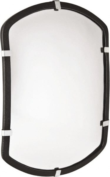 PRO-SAFE - Indoor Rectangular Convex Safety, Traffic & Inspection Mirrors - Acrylic Lens, Laminated Hardboard Backing, 16" High, 20' Max Covered Distance - Exact Tooling