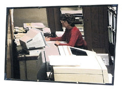 PRO-SAFE - Indoor/Outdoor Rectangular Flat Safety, Traffic & Inspection Mirrors - Acrylic Lens, Laminated Hardboard Backing, 12" High - Exact Tooling