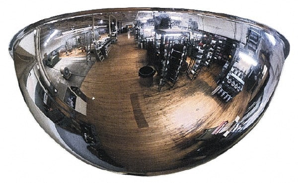 PRO-SAFE - Indoor & Outdoor Full Dome Dome Safety, Traffic & Inspection Mirrors - Acrylic Lens, Steel Backing, 18" Diam, 20' Max Covered Distance - Exact Tooling