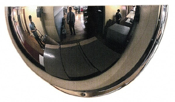 PRO-SAFE - Indoor Half Dome Dome Safety, Traffic & Inspection Mirrors - Polycarbonate Lens, 18" Diam, 20' Max Covered Distance - Exact Tooling