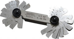 SPI - 30 Leaf, 6 to 60 TPI Range, Steel Screw Pitch Gage - 60° Thread Angle - Exact Tooling