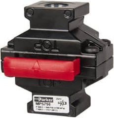 Parker - 3/8" NPT Safety Lockout Valve - 3-Way, 3 Position, Slide Valve, 8.3 CV Rate, 250 Max psi & 175°F Max Temp - Exact Tooling