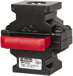Parker - 1/2" NPT Safety Lockout Valve - 3-Way, 3 Position, Slide Valve, 15.7 CV Rate, 250 Max psi & 175°F Max Temp - Exact Tooling