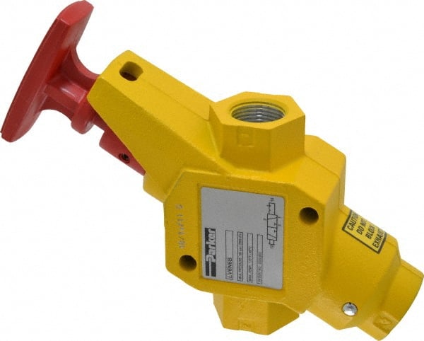 Parker - 3/4" NPT Safety Lockout Valve - 3-Way, 2 Position, Handle, 9.5 CV Rate, 250 Max psi & 160°F Max Temp - Exact Tooling