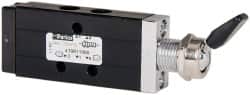 Parker - 1/8" NPT Mechanically Operated Air Valve - 4-Way, 2 Position, Toggle, 0.2 CV Rate, 150 Max psi & 175°F Max Temp - Exact Tooling