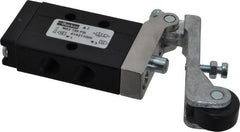 Parker - 0.2 CV Rate, 1/8" NPT Inlet HD Mechanical Oper Valve - 3 Way, 2 Position, 1/8" NPT Outlet, 150 Max psi, Roller Lever Spring Return - Exact Tooling
