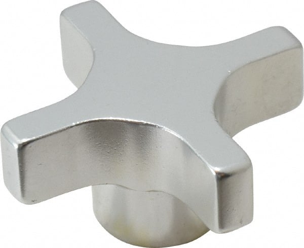 Gibraltar - 50.8mm Head Diam, 4 Point Lobed Knob - M10x1.5 Hole, Aluminum - Exact Tooling