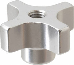 Gibraltar - 38.1mm Head Diam, 4 Point Lobed Knob - M8x1.25 Hole, Aluminum - Exact Tooling