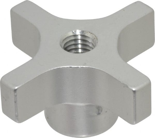 Gibraltar - 50.8mm Head Diam, 4 Point Lobed Knob - M10x1.5 Hole, Aluminum - Exact Tooling
