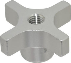 Gibraltar - 50.8mm Head Diam, 4 Point Lobed Knob - M10x1.5 Hole, Aluminum - Exact Tooling
